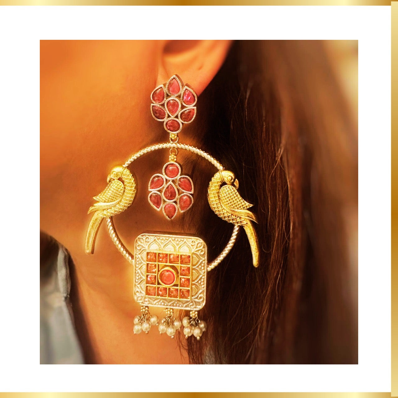 Avian 2 Birds Earrings | Monisha Sarage Exclusive Jewellery | Oxidised Finish