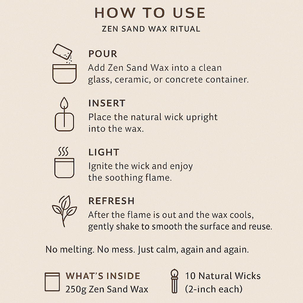 Zen Sand Wax 250g | Reusable Candle Sand | Pour, Wick & Light Anywhere |Soy