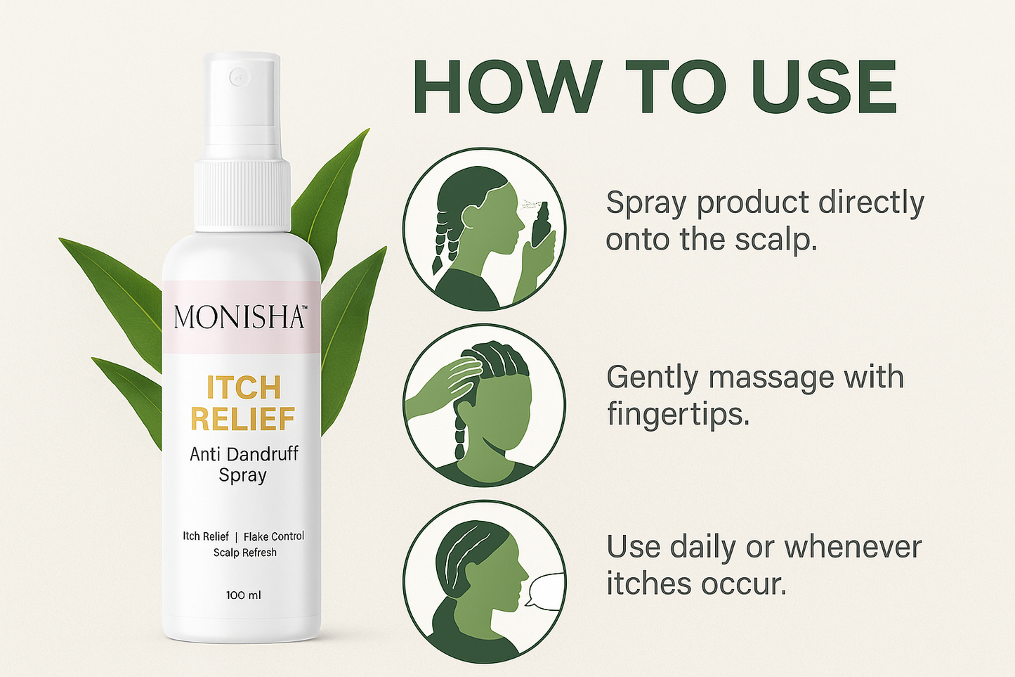 Anti dandruff spray| Helps itchy scalp | Reduces scalp sweating |100ml