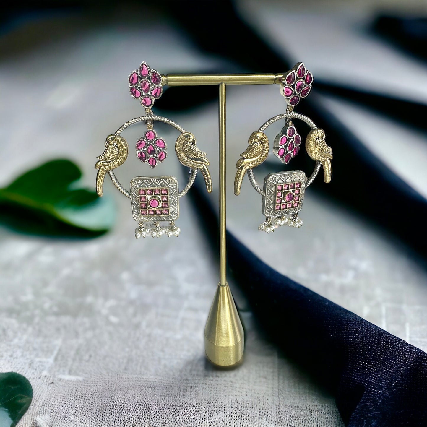 Avian 2 Birds Earrings | Monisha Sarage Exclusive Jewellery | Oxidised Finish