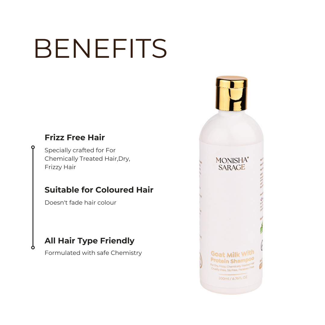 Goat Milk Protein Shampoo | 200ml | For Chemically Treated Hair,Dry, Frizzy Hair