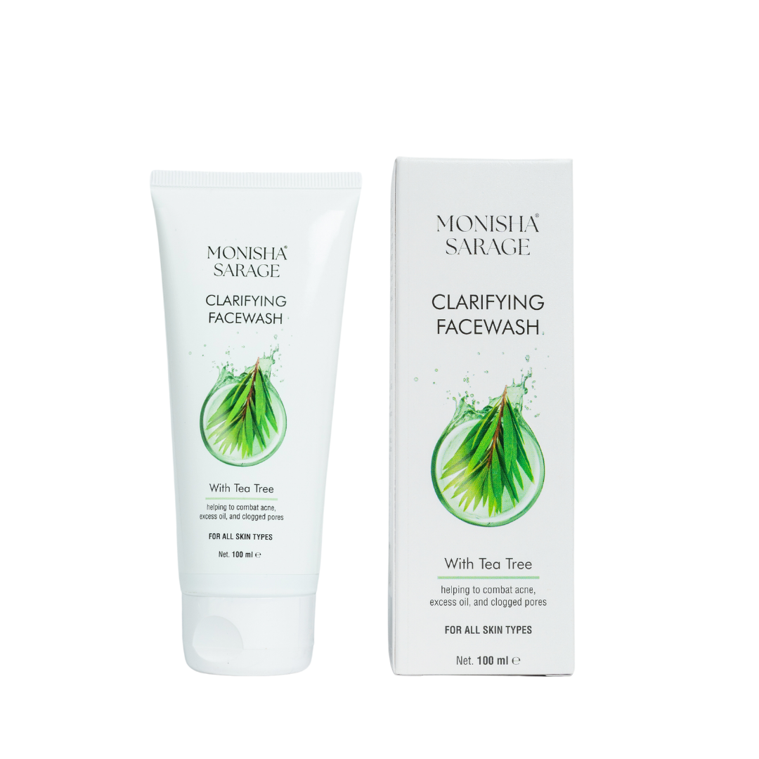 MONISHA SARAGE Clarifying Facewash With Tea Tree for Oily or Acne prone Skin | Acne Face Wash | Oily Skin | Bright, Clear Skin | 100% Paraben Free | Face Wash for Women & Men | 100 ml