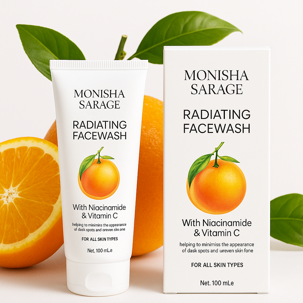 Monisha Sarage Radiating Face Wash | Vitamin C & Niacinamide | Brightening Face Cleanser for Dark Spots, Dullness & Uneven Skin Tone | Gentle Daily Wash for All Skin Types | 100mL