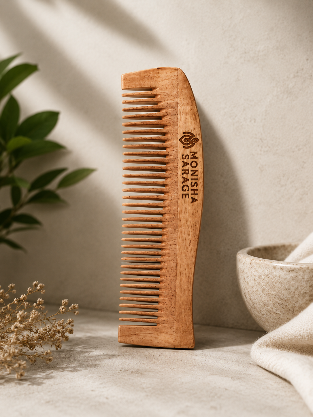 Premium Neem Wood Comb – Handmade Anti-Static Wooden Hair Comb for Healthy Hair & Scalp