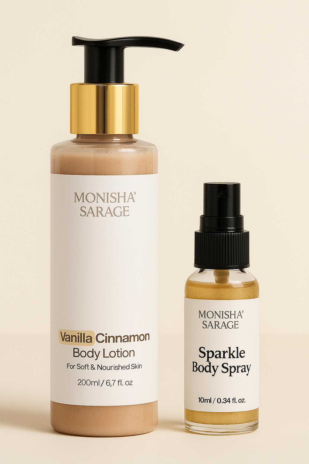 Vanilla Cinnamon Body Lotion + Sparkle Body Spray(10ml)