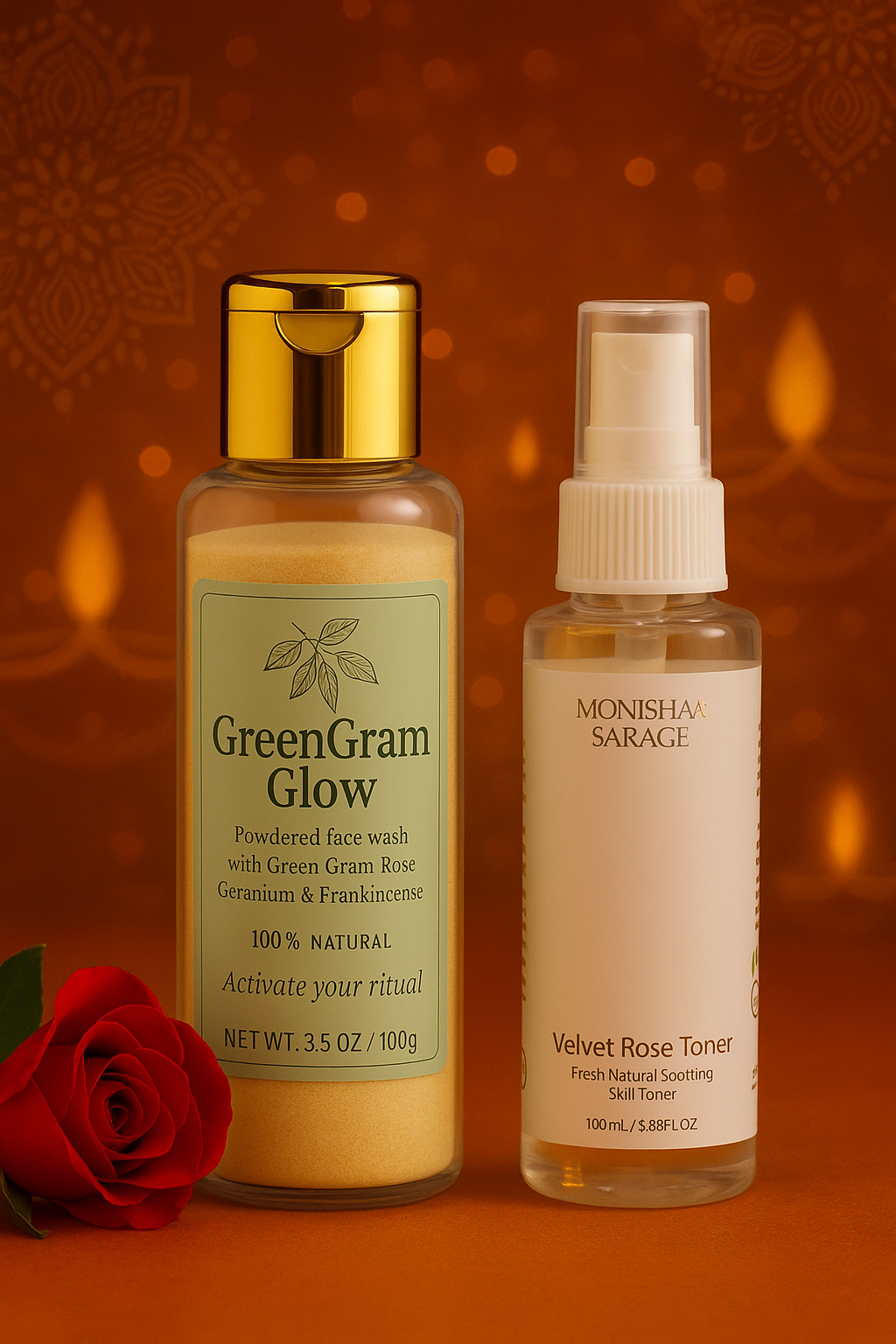 Greengram Powder Facewash (100gms) + Rose water (100ml)