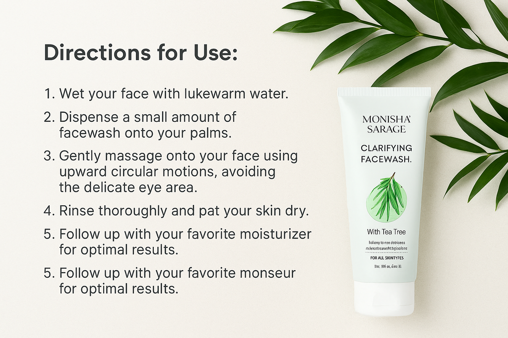 MONISHA SARAGE Clarifying Facewash with Tea Tree | For Oily & Acne-Prone Skin | Anti-Acne, Paraben-Free Face Wash for Men & Women | 100ml