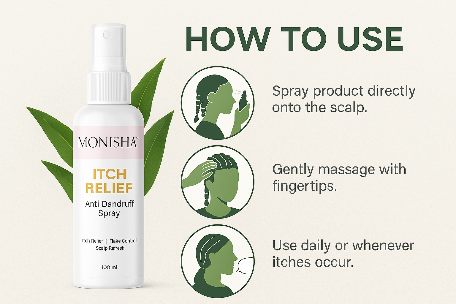 Anti dandruff spray| Helps itchy scalp | Reduces scalp sweating |100ml
