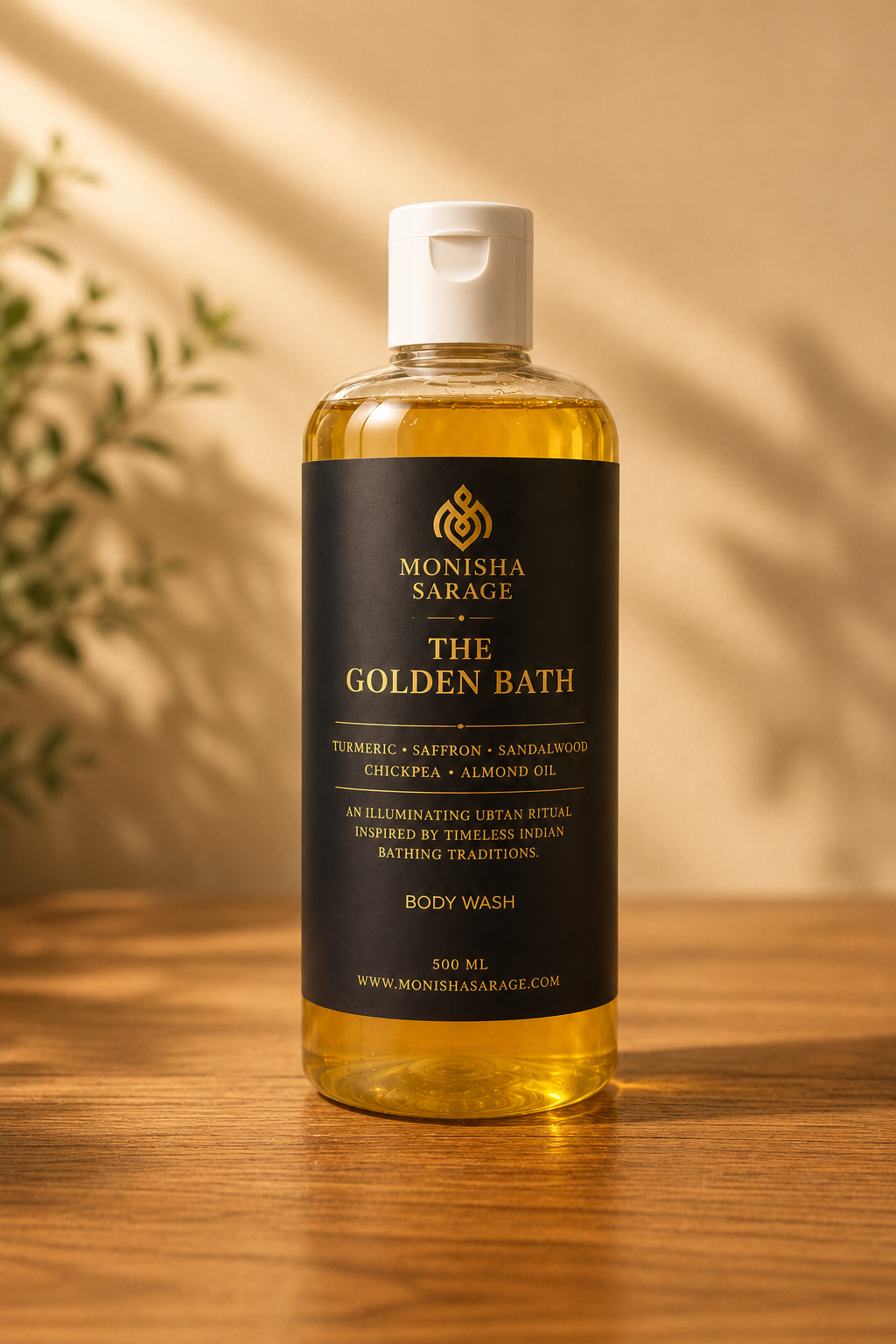 The Golden Bath Body Wash | Turmeric, Saffron & Sandalwood Ubtan Body Wash | Illuminating Botanical Cleanser | 500ml