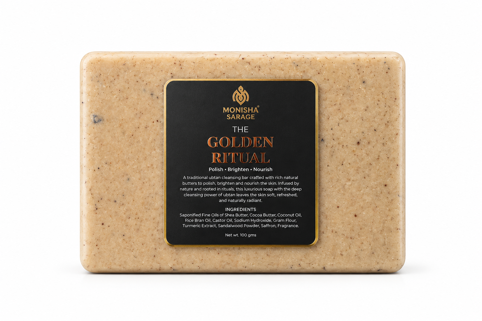 Ubtan Soap | Turmeric, Chickpea & Sandalwood Brightening Bath Bar | Sulphate-Free | 100
