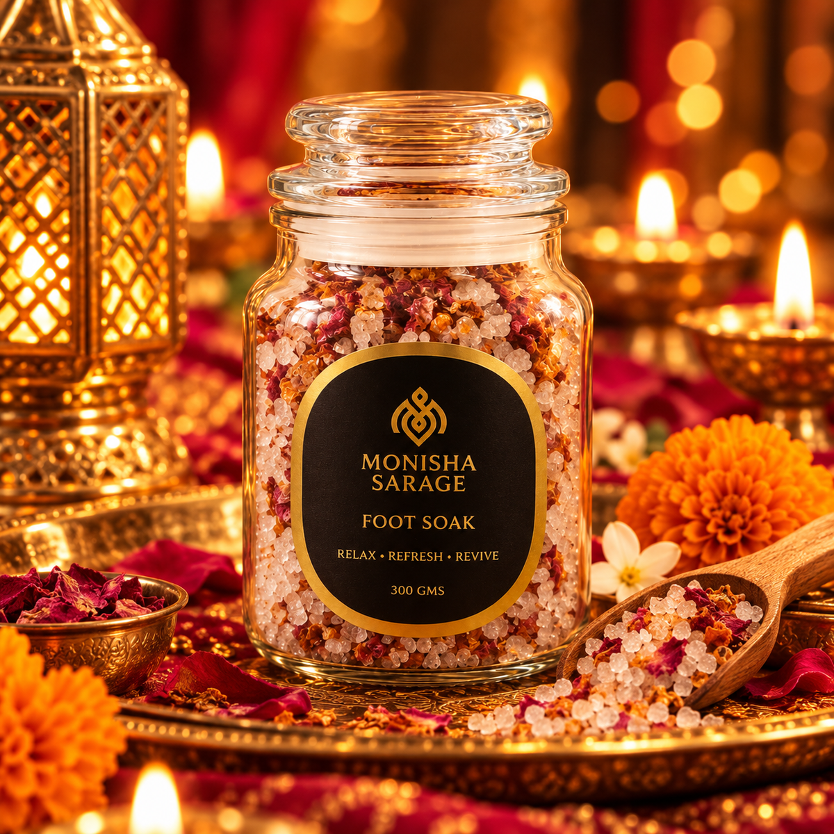 Botanical Foot Soak | Relaxing Mineral Foot Bath Salts with Rose Petals | Tired Feet Therapy | 150g