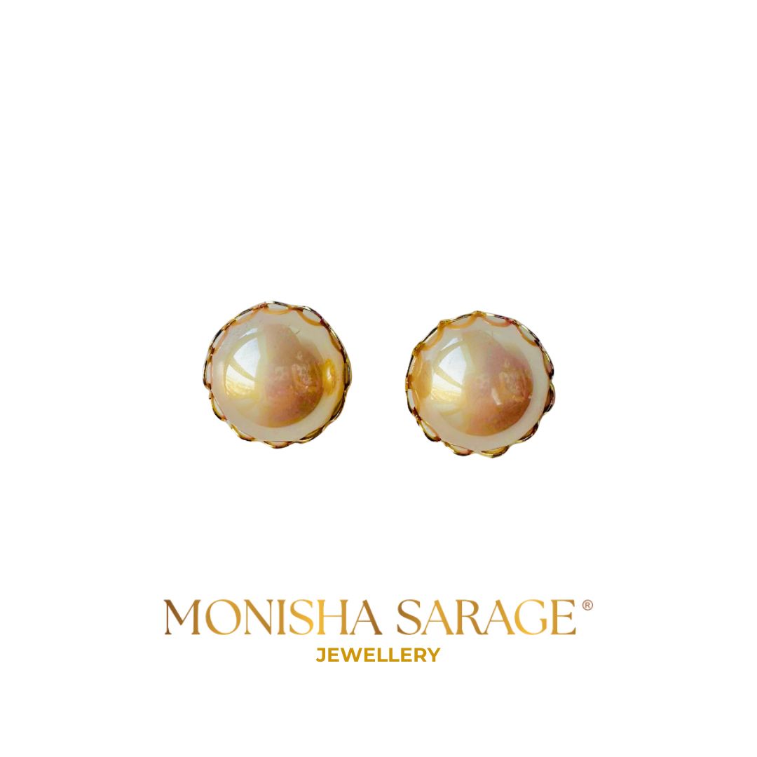 Evergreen Rose Gold Pearl Stud Earrings for Everyday Glam | Monisha Sarage Essentials