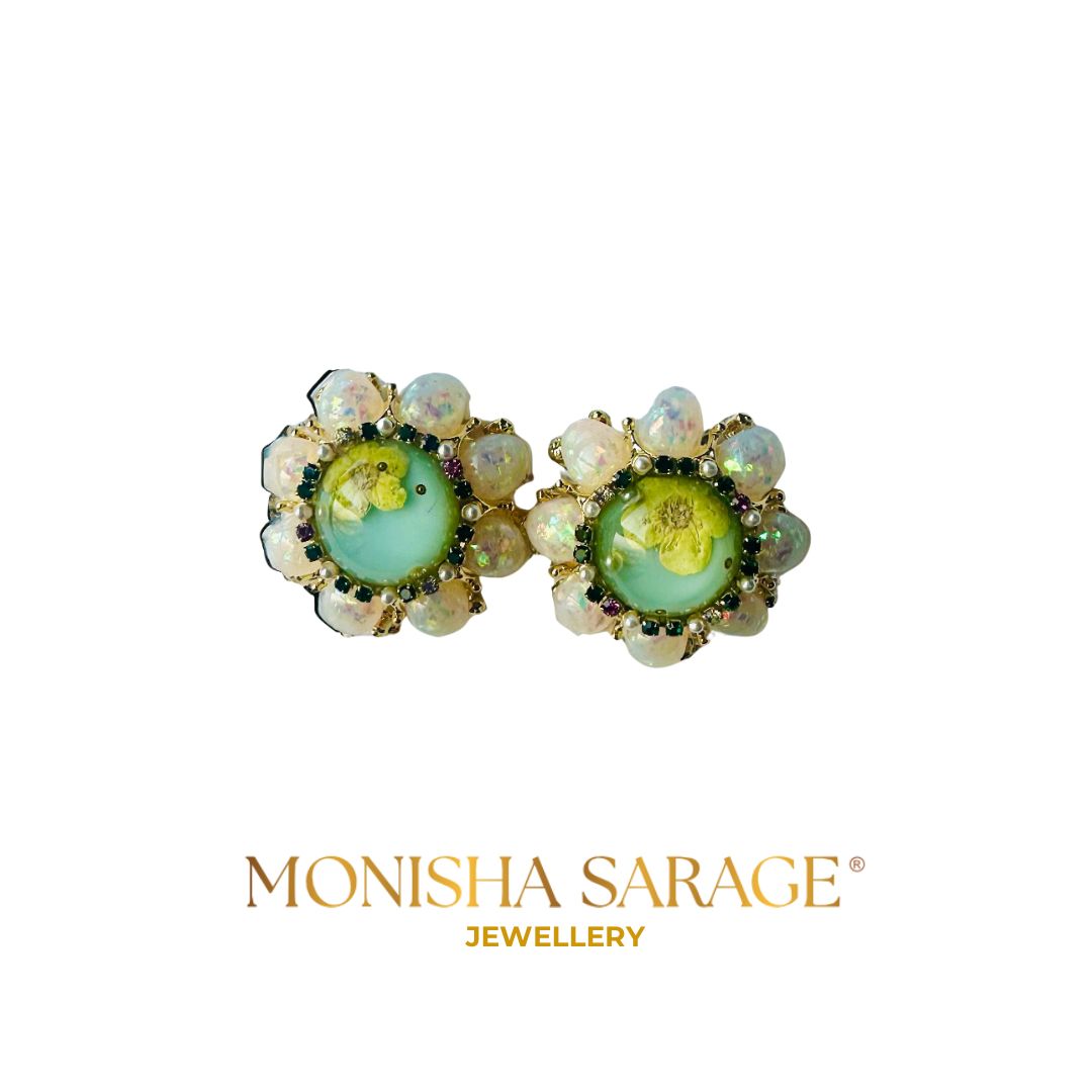 Blossoms in Bloom: Exquisite Handmade Resin Flower Statement Earrings