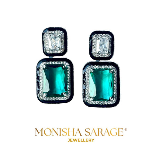 Sea Green CZ Earnings Collection - Limited Edition | Monisha Sarage