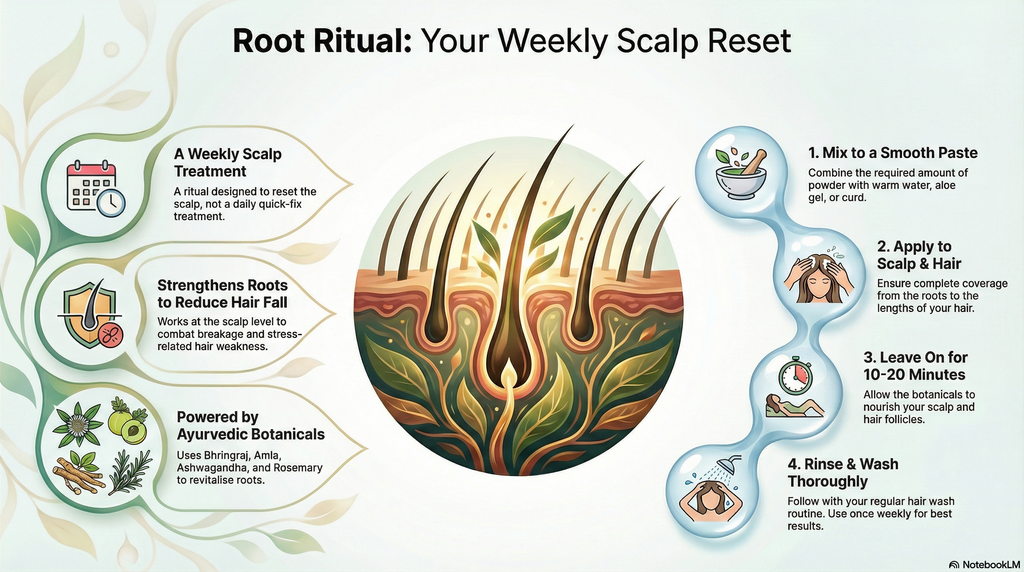 Root Ritual Hair Growth Activator Powder | Reduces Hair Fall & Strengthens Roots | Weekly Scalp Treatment (100 g)